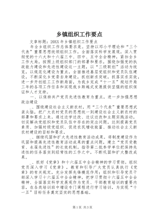 2024年乡镇组织工作要点