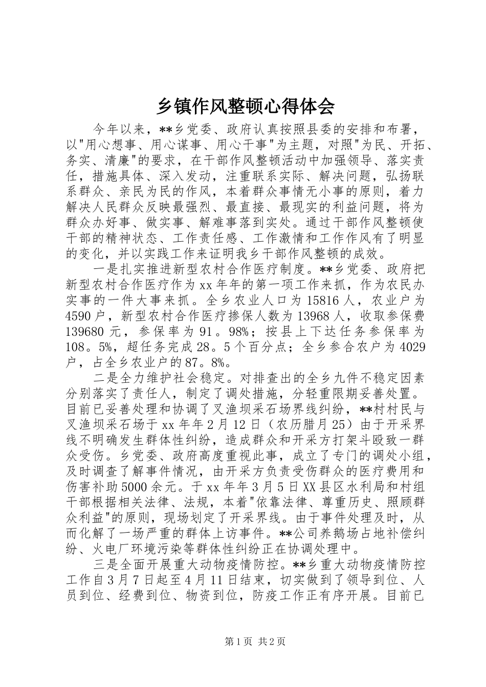 2024年乡镇作风整顿心得体会_第1页