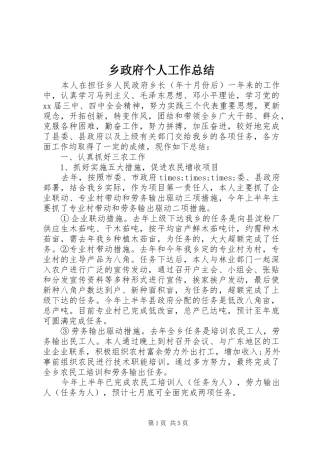 2024年乡政府个人工作总结