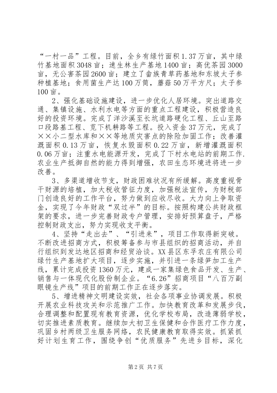 2024年乡政府工作总结与思路_第2页