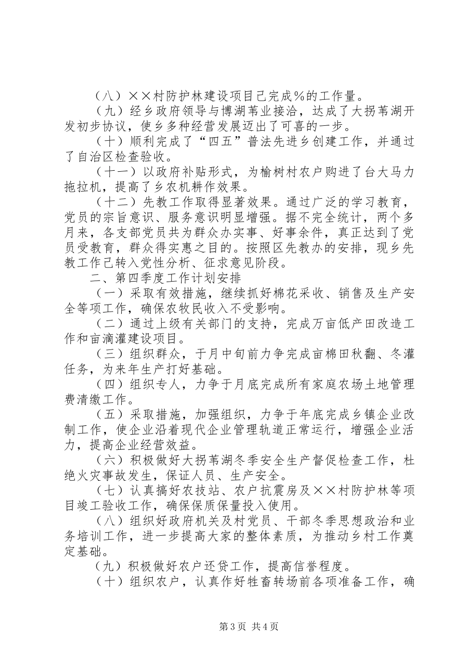 2024年乡政府年第三季度工作总结及第四季度工作计划安排_第3页