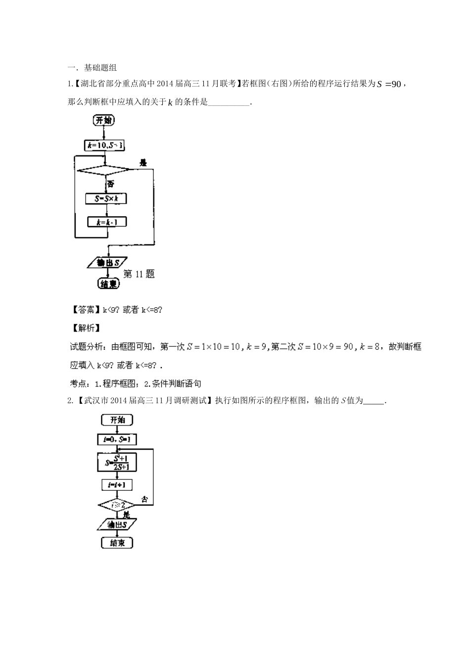 （湖北版02期）高三数学 名校试题分省分项汇编专题013 算法（含解析）理 新人教A版_第1页