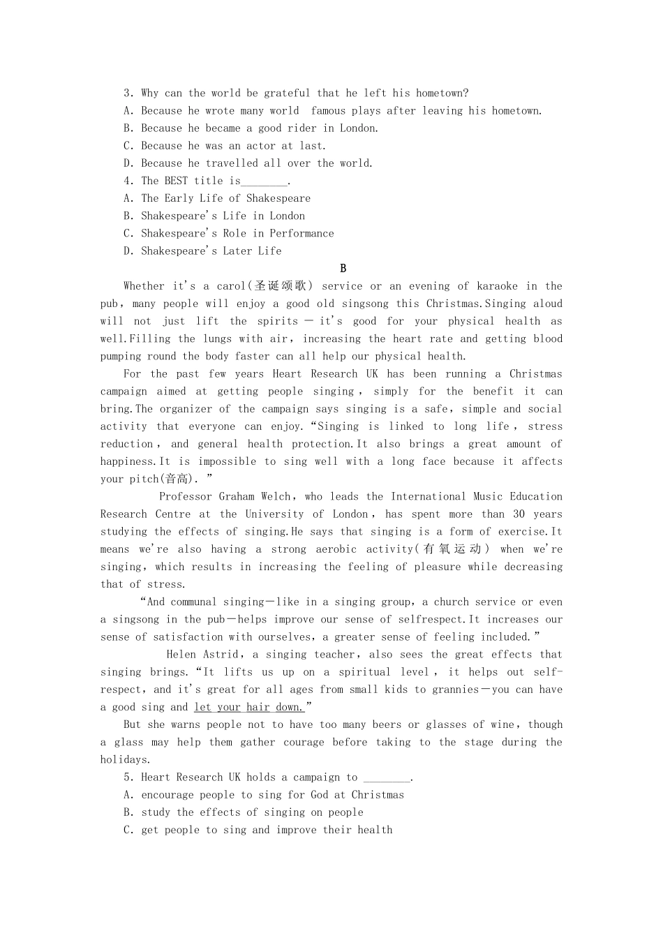 （湖北卷）高中英语 Unit 4 Pygmalion Using Language课时作业 新人教版选修8_第3页