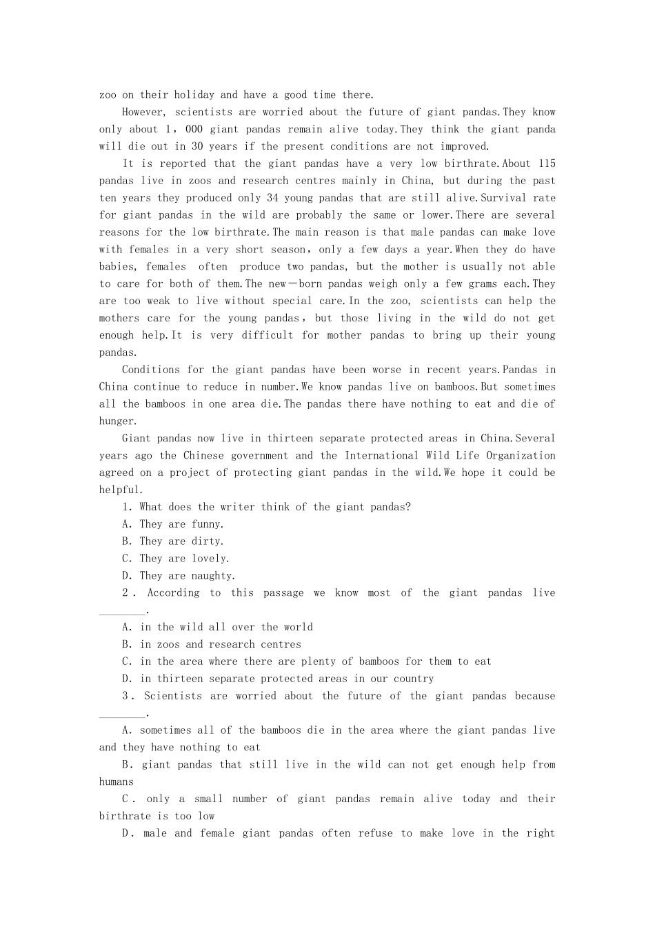 （湖北卷）高中英语 Unit 4 Wildlife protection Using Language课时作业 新人教版必修2_第2页