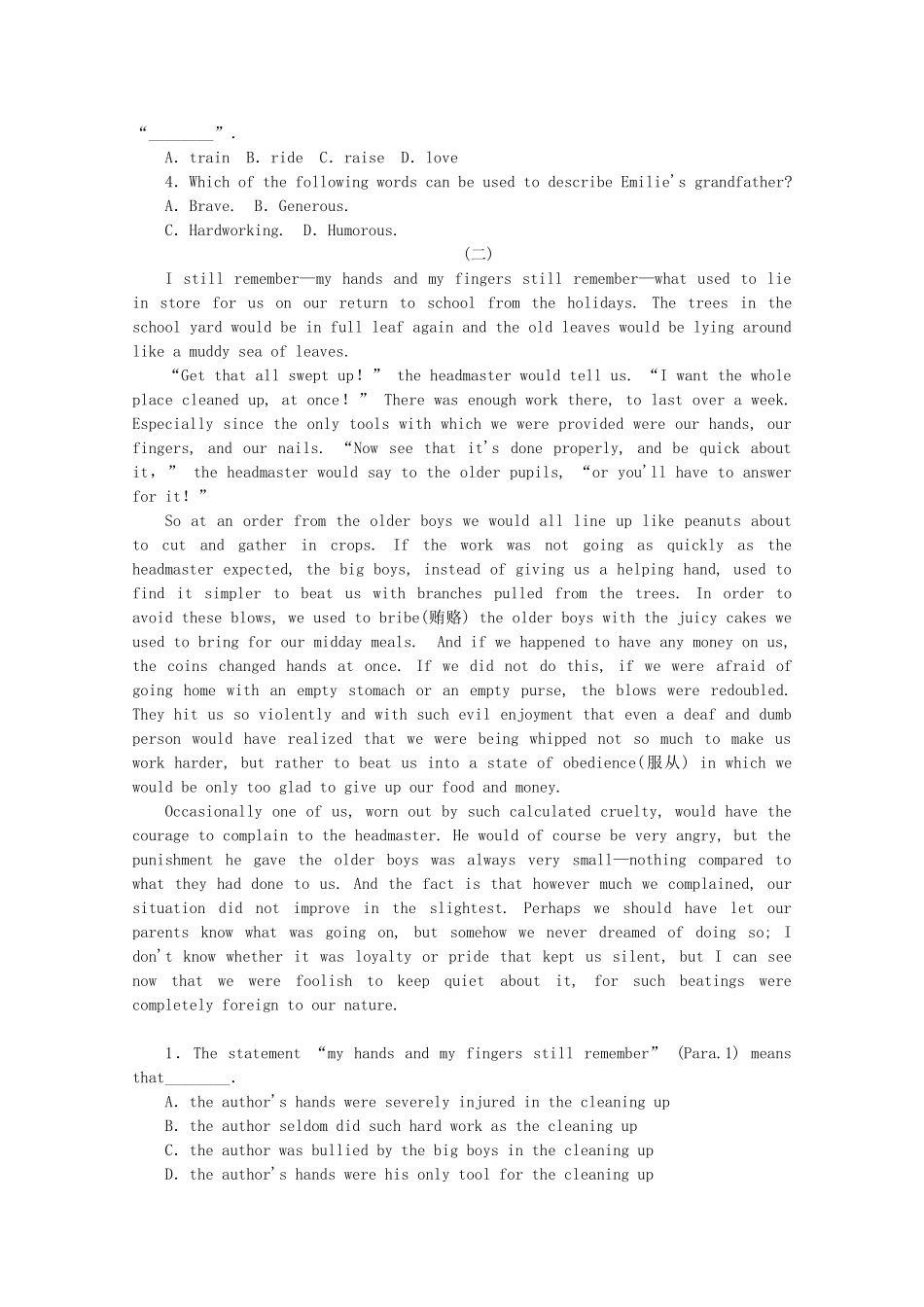 （湖北专用）（新课标）高考英语二轮复习作业手册 专题限时集训16 故事型阅读理解_第2页