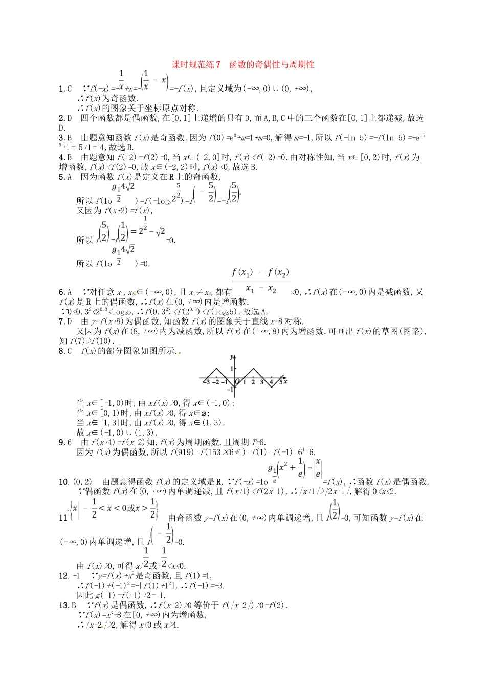 （福建专用）高考数学总复习 第二章 函数 课时规范练7 函数的奇偶性与周期性 理 新人教A-新人教A高三数学试题_第3页
