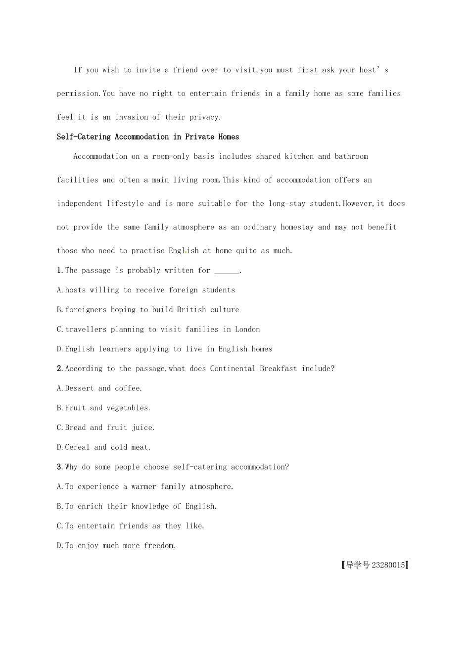 （福建专用）高考英语一轮复习 课时规范练2 Unit 2 English around the world 新人教必修1-新人教高三必修1英语试题_第2页