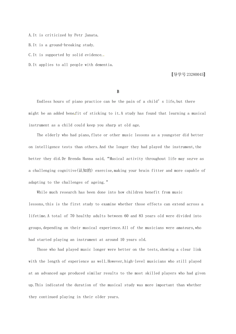 （福建专用）高考英语一轮复习 课时规范练10 Unit 5 Music 新人教必修2-新人教高三必修2英语试题_第3页