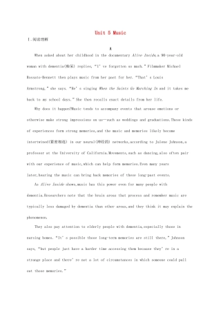 （福建专用）高考英语一轮复习 课时规范练10 Unit 5 Music 新人教必修2-新人教高三必修2英语试题