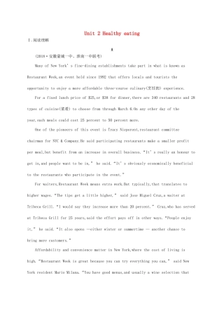 （福建专用）高考英语一轮复习 课时规范练12 Unit 2 Healthy eating 新人教必修3-新人教高三必修3英语试题