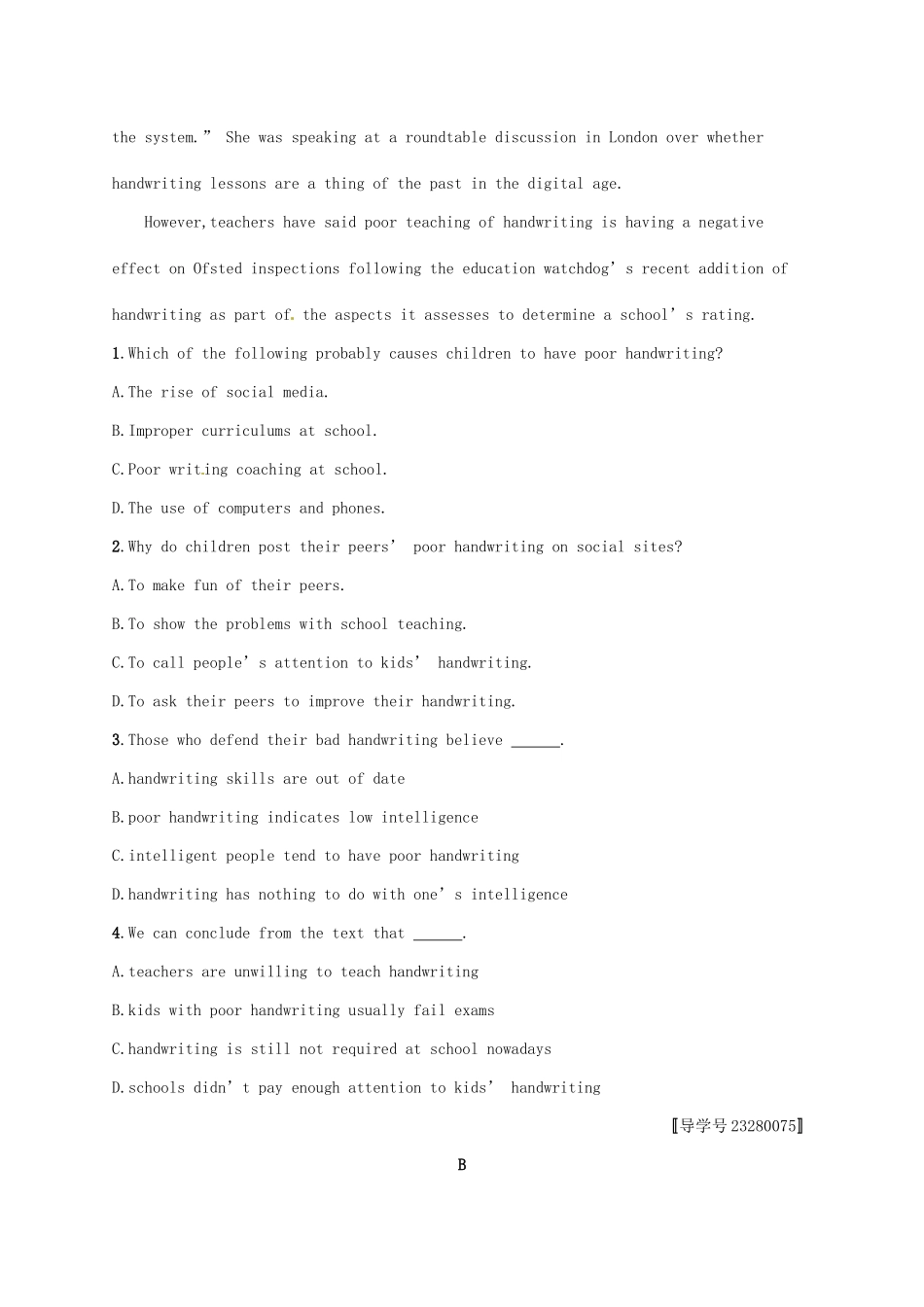 （福建专用）高考英语一轮复习 课时规范练18 Unit 3 A taste of English humour 新人教必修4-新人教高三必修4英语试题_第2页