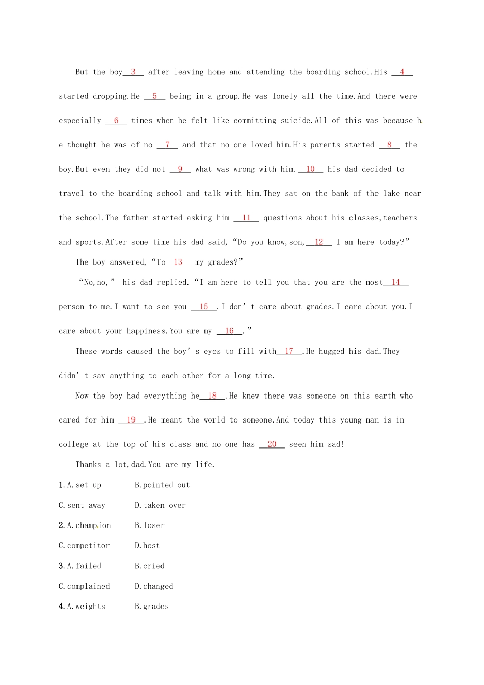 （福建专用）高考英语一轮复习 课时规范练23 Unit 3 Life in the future 新人教必修5-新人教高三必修5英语试题_第3页