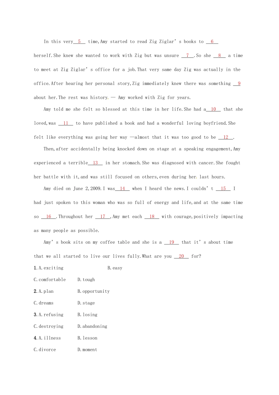 （福建专用）高考英语一轮复习 课时规范练24 Unit 4 Making the news 新人教必修5-新人教高三必修5英语试题_第3页