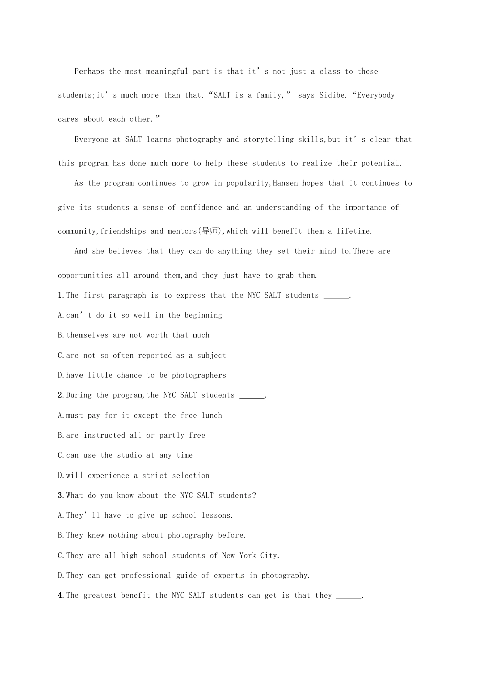 （福建专用）高考英语一轮复习 课时规范练26 Unit 1 Art 新人教选修6-新人教高三选修6英语试题_第2页