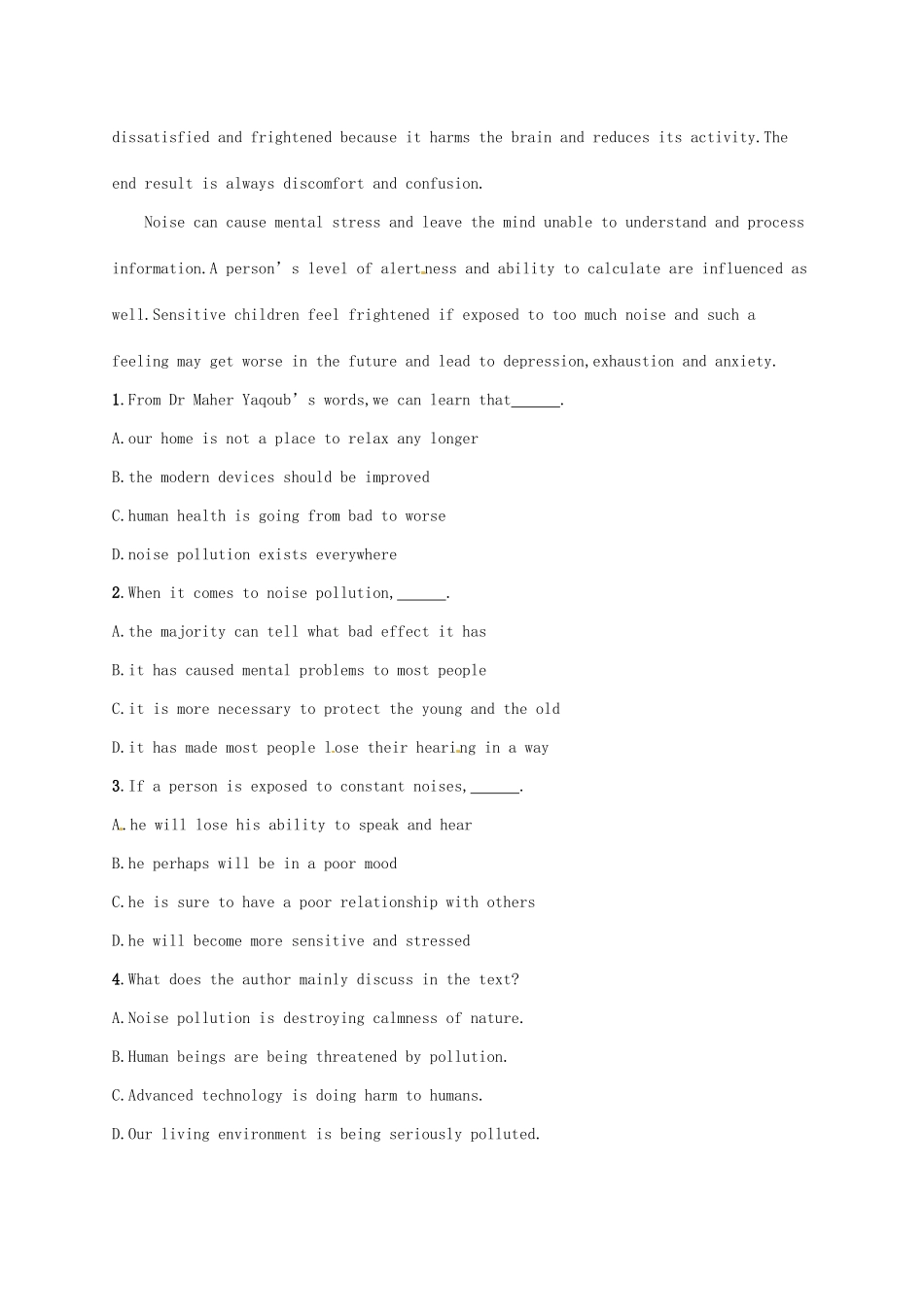 （福建专用）高考英语一轮复习 课时规范练28 Unit 3 A healthy life 新人教选修6-新人教高三选修6英语试题_第2页