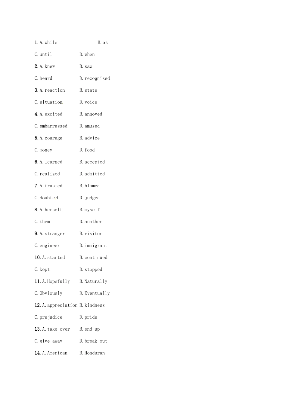 （福建专用）高考英语一轮复习 课时规范练31 Unit 1 Living well 新人教选修7-新人教高三选修7英语试题_第2页