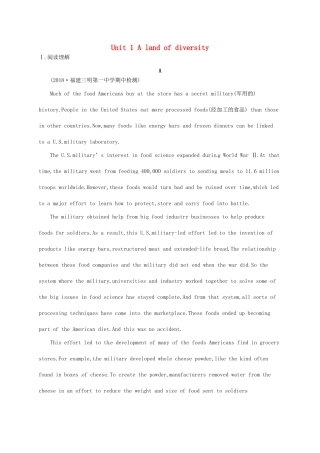 （福建专用）高考英语一轮复习 课时规范练36 Unit 1 A land of diversity 新人教选修8-新人教高三选修8英语试题