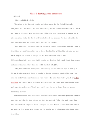 （福建专用）高考英语一轮复习 课时规范练40 Unit 5 Meeting your ancestors 新人教选修8-新人教高三选修8英语试题