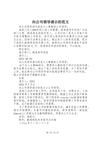 2024年向公司领导请示的范文