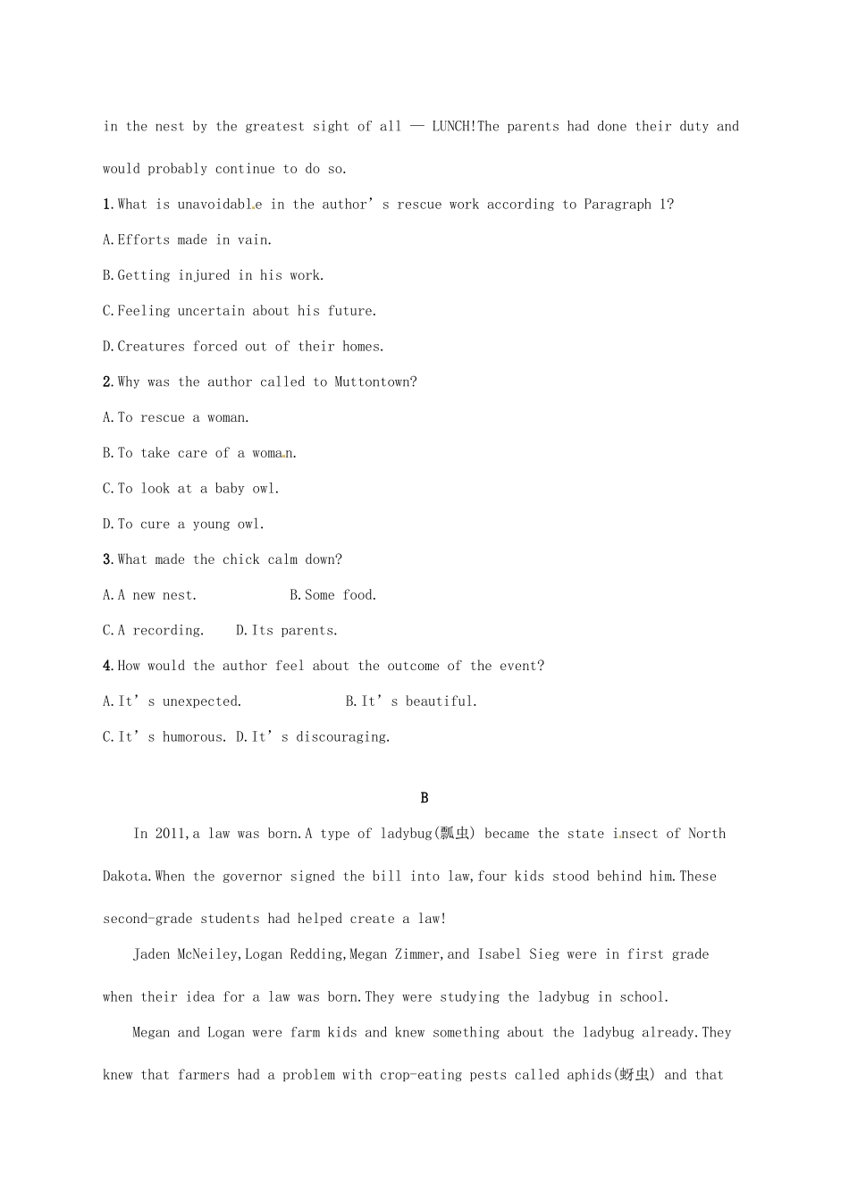 （福建专用）高考英语总复习 课时规范练13 Unit 7 The Sea（A）北师大必修3-北师大高三必修3英语试题_第2页