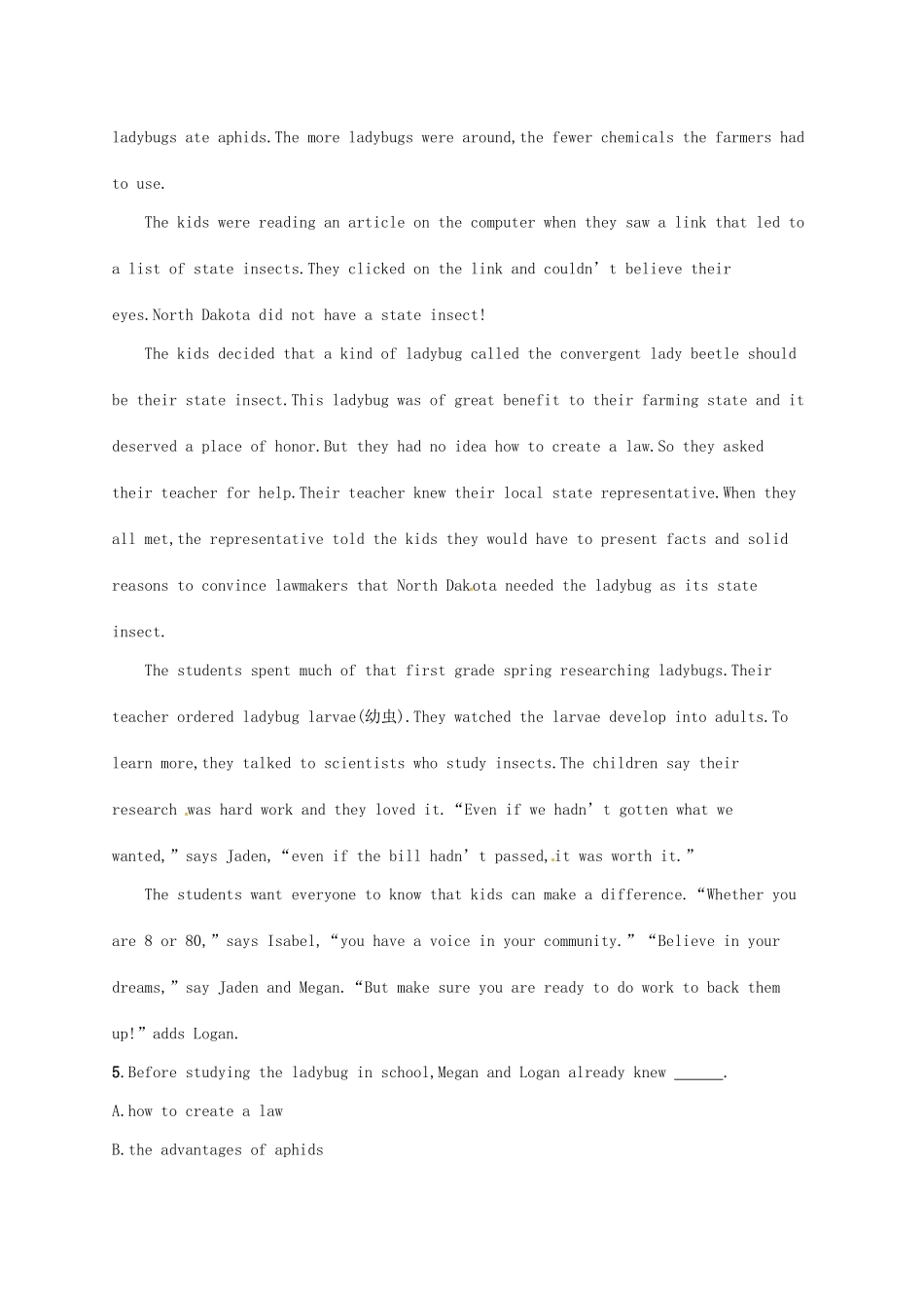 （福建专用）高考英语总复习 课时规范练13 Unit 7 The Sea（A）北师大必修3-北师大高三必修3英语试题_第3页