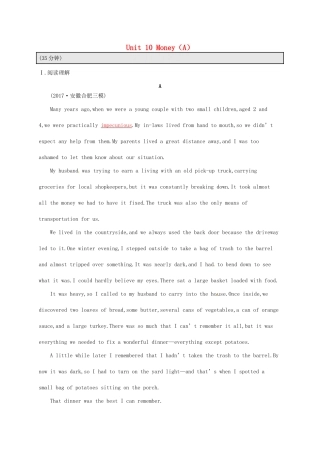 （福建专用）高考英语总复习 课时规范练19 Unit 10 Money（A）北师大必修4-北师大高三必修4英语试题