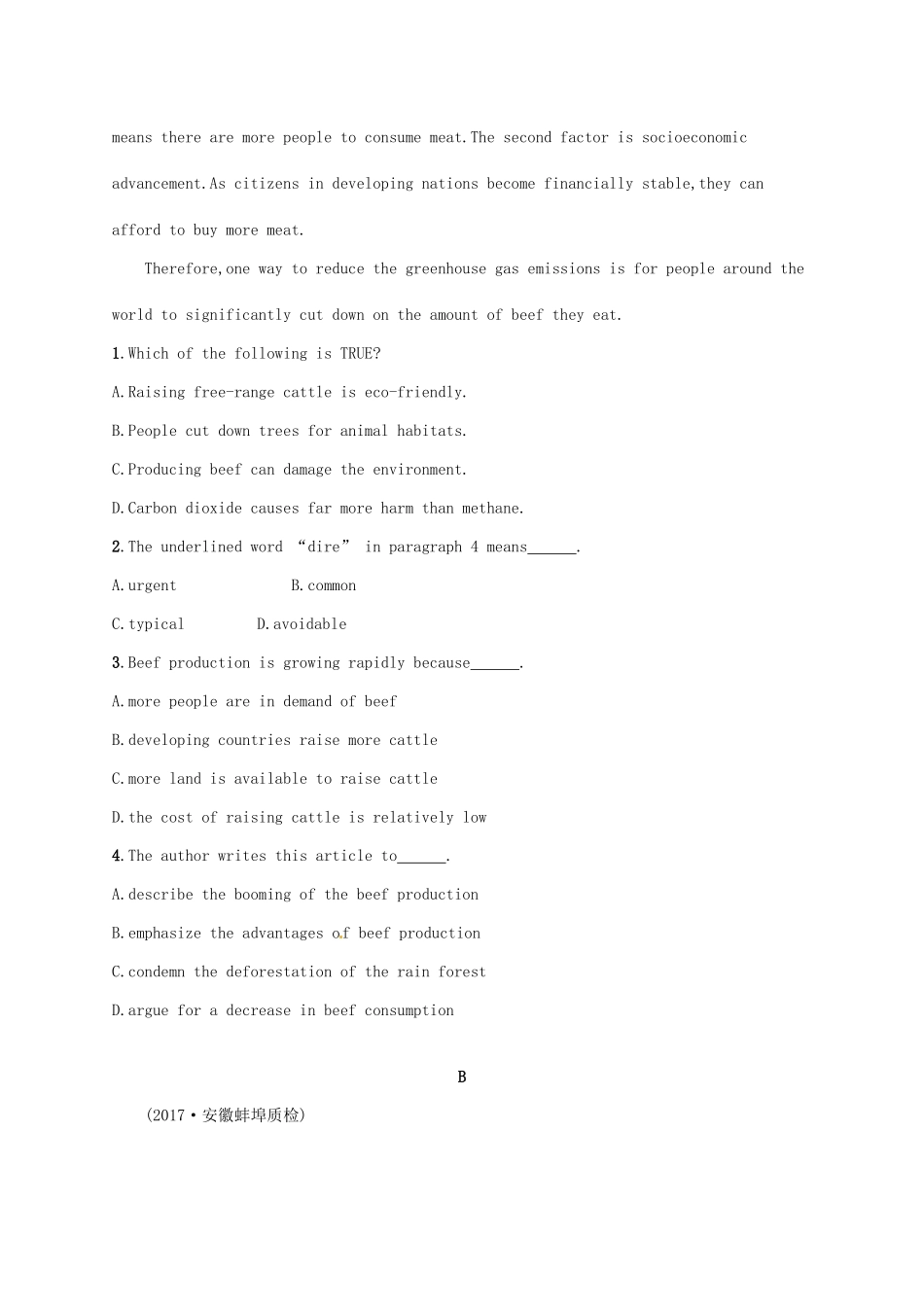 （福建专用）高考英语总复习 课时规范练37 Unit 22 Environmental Protection 北师大选修8-北师大高三选修8英语试题_第2页