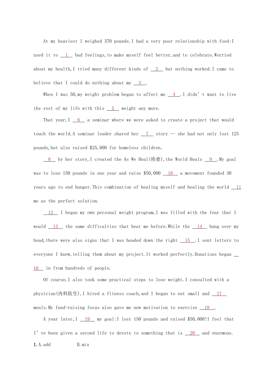 （福建专用）高考英语总复习 课时规范练38 Unit 23 Conflict 北师大选修8-北师大高三选修8英语试题_第3页