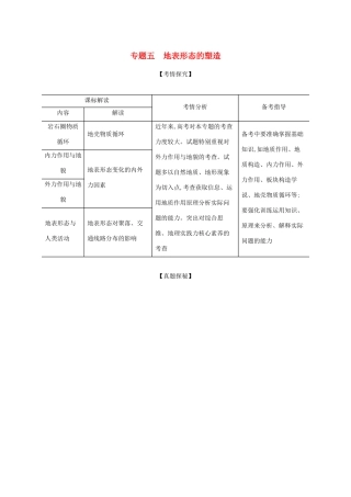 （湖南版）高考地理一轮复习 专题五 地表形态的塑造精练（含解析）-人教版高三全册地理试题