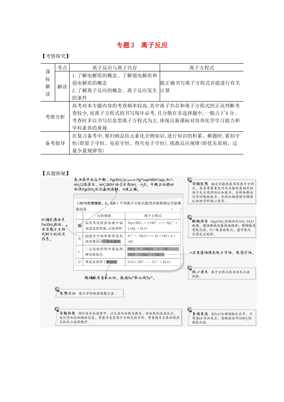 （湖南版）高考化学一轮复习 专题3 离子反应精练（含解析）-人教版高三全册化学试题_第1页