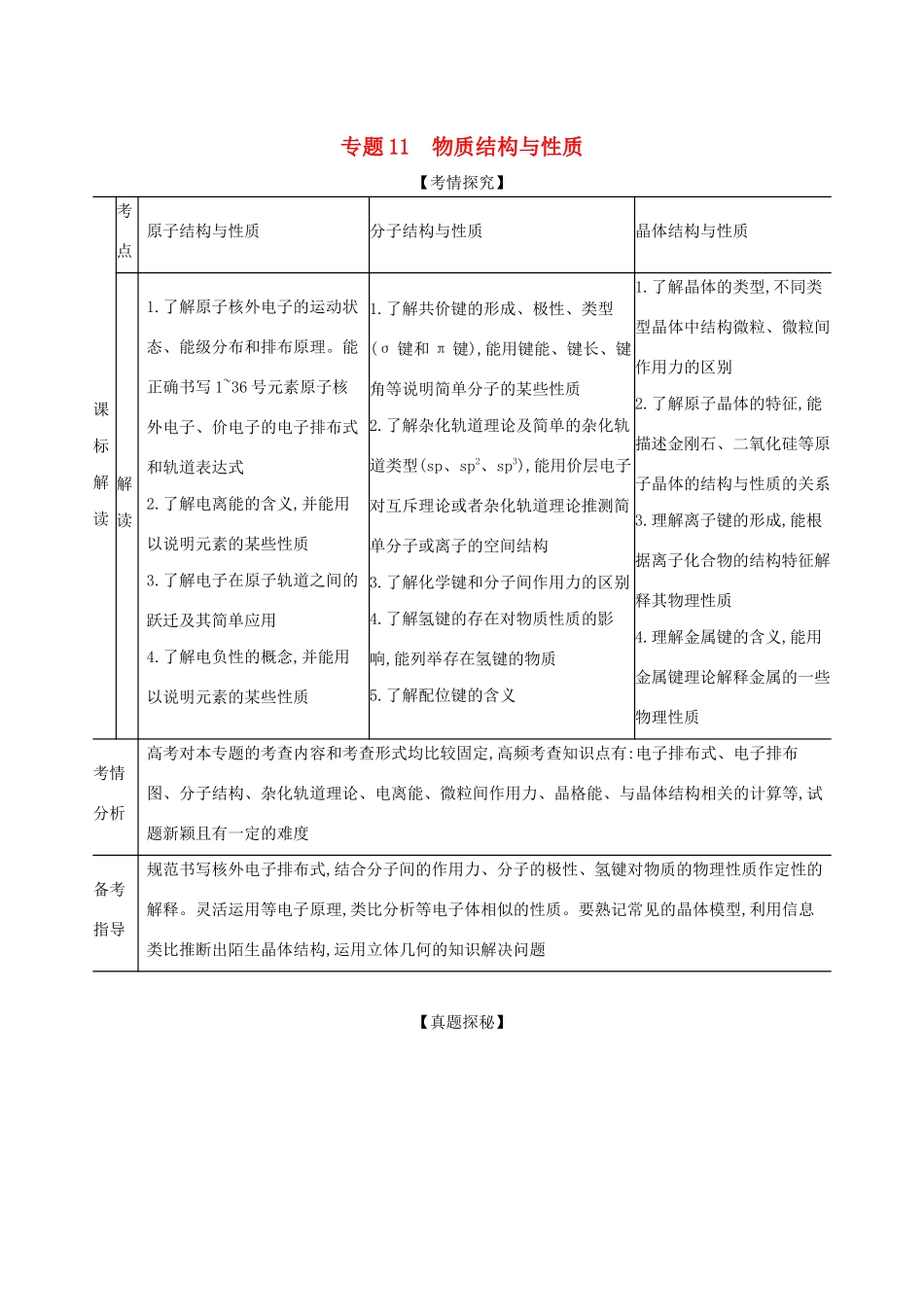 （湖南版）高考化学一轮复习 专题11 物质结构与性质精练（含解析）-人教版高三全册化学试题_第1页