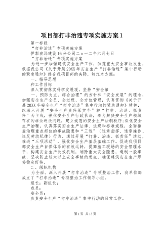 2024年项目部打非治违专项实施方案