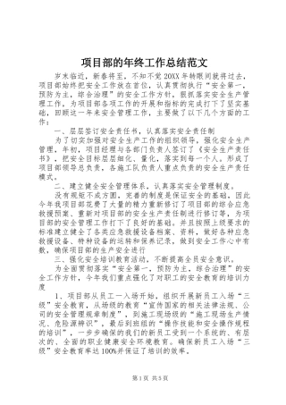 2024年项目部的年终工作总结范文