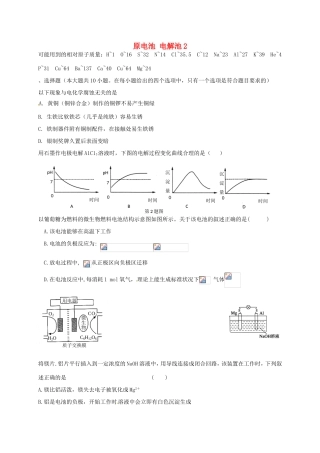 （衡水万卷）高考化学二轮复习 作业卷 原电池、电解池2（含解析）-人教版高三化学试题