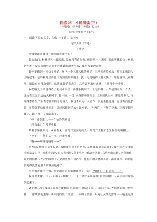 （湖南专用）高考语文一轮复习 限时训练25 小说阅读(三)