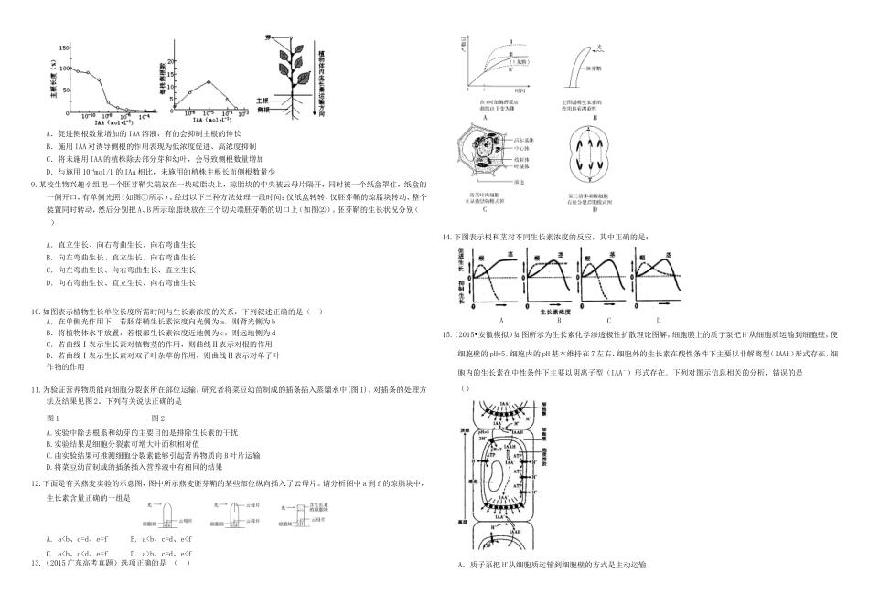 （衡水万卷）高三生物二轮复习 作业卷（二十七）植物生长素的发现 生长素的生理作用（含解析）-人教版高三生物试题_第2页