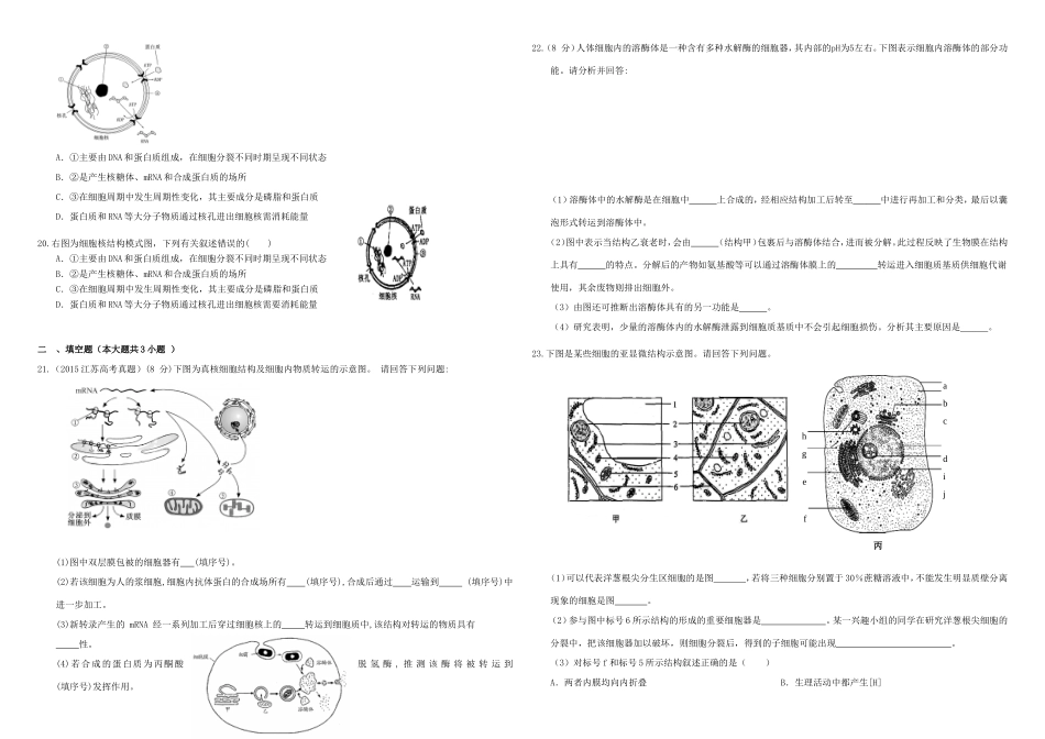 （衡水万卷）高三生物二轮复习 作业卷（六）细胞器与细胞核（含解析）-人教版高三生物试题_第3页