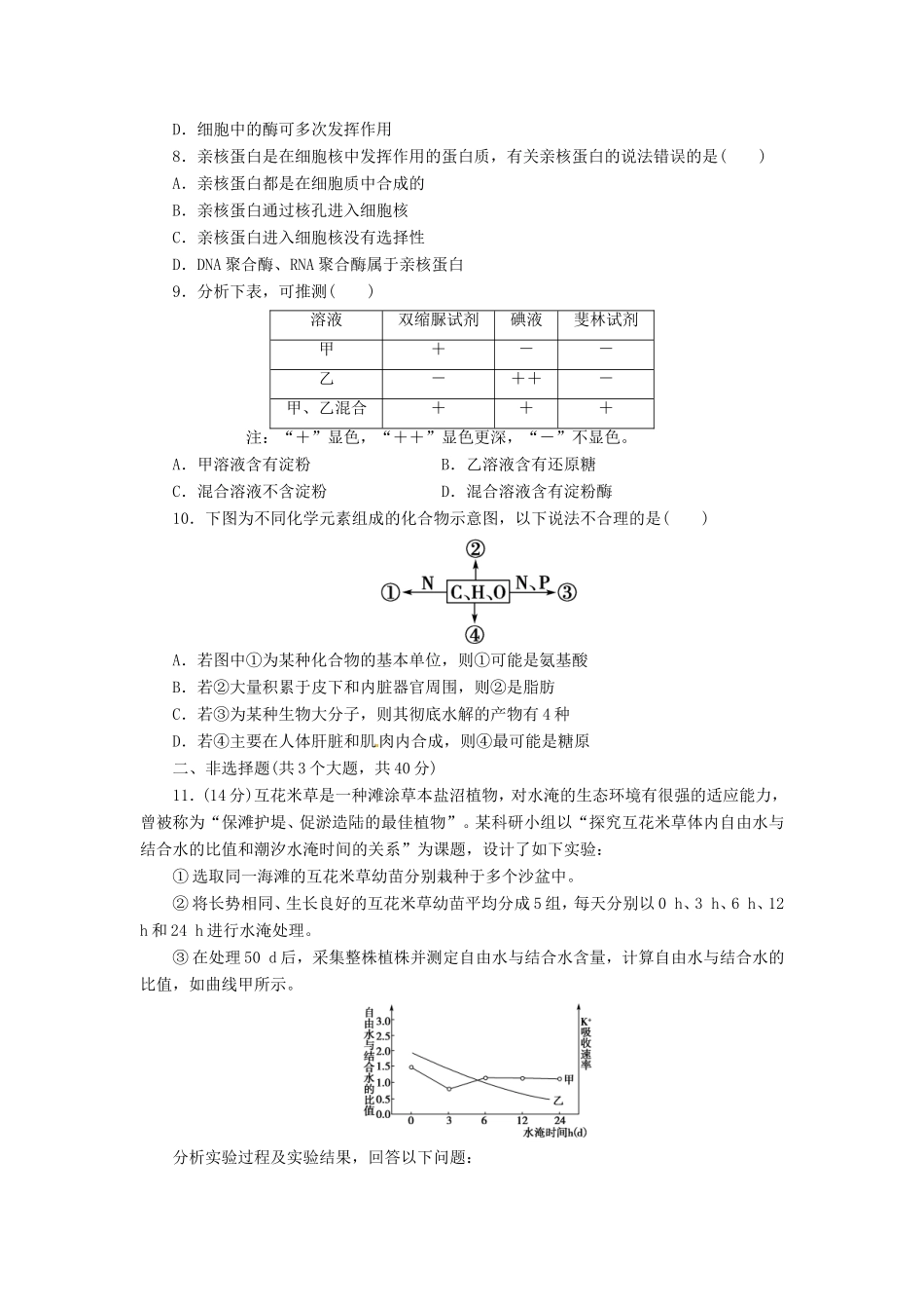 （猜题押题）高考生物二轮专题复习冲刺训练 第1课时_第2页