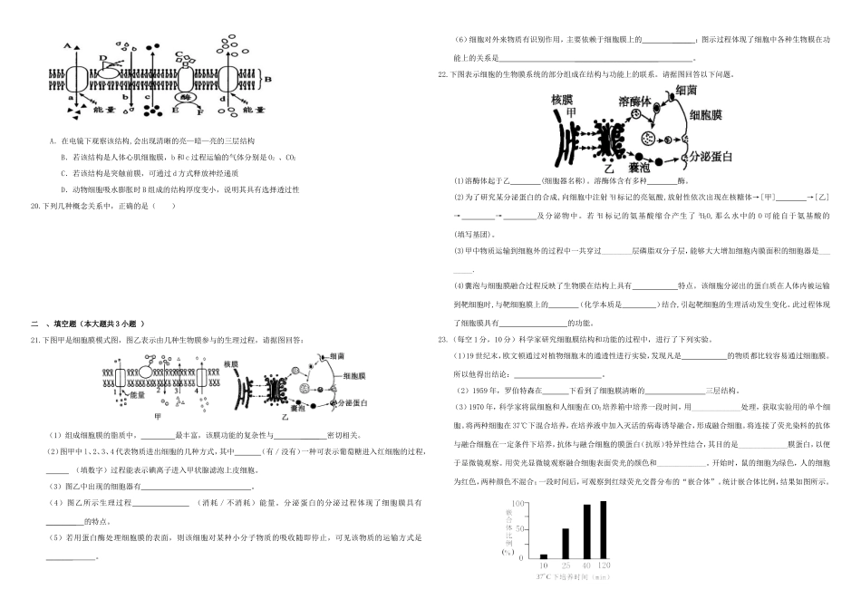 （衡水万卷）高三生物二轮复习 作业卷（五）细胞膜（含解析）-人教版高三生物试题_第3页