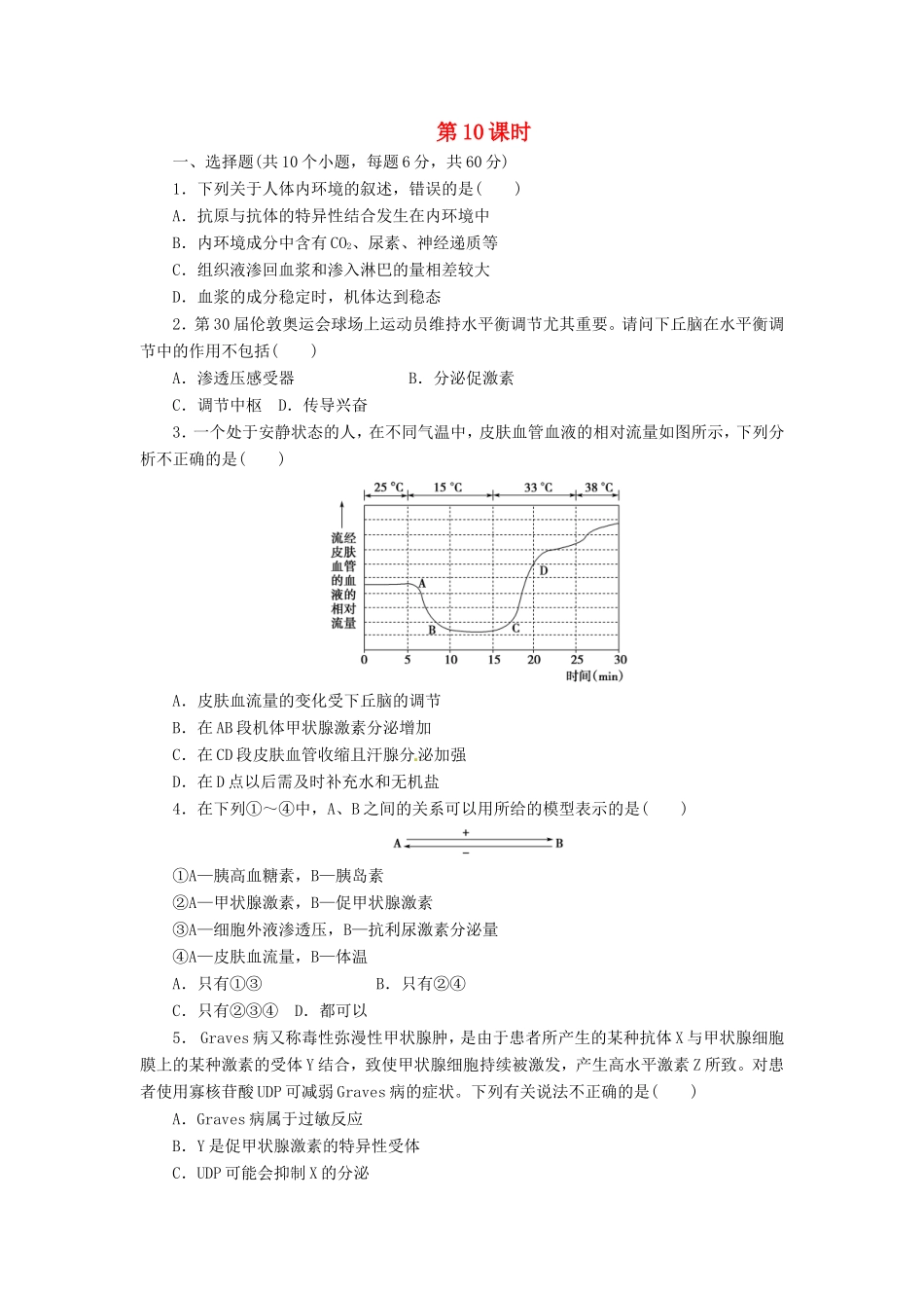 （猜题押题）高考生物二轮专题复习冲刺训练 第10课时（含解析）_第1页