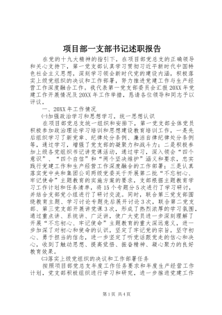 2024年项目部一支部书记述职报告