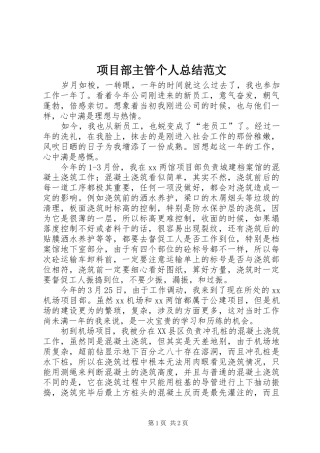 2024年项目部主管个人总结范文