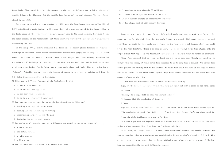 （衡水万卷）高三英语二轮复习 作业卷二十-人教版高三英语试题_第2页