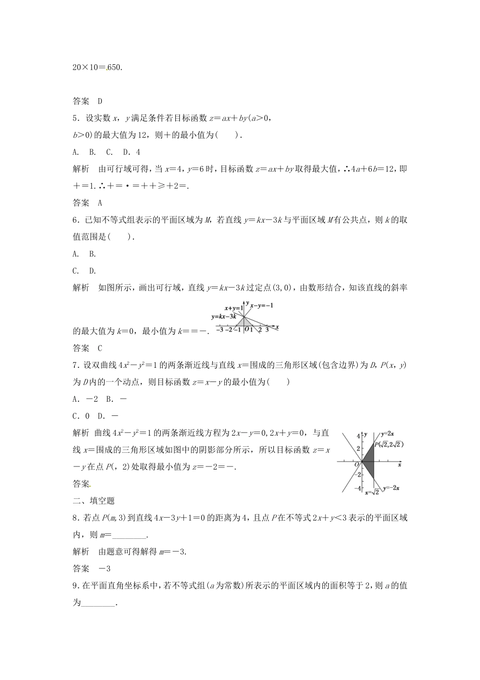 （特效提高）高考数学一轮精品复习 7.3 二元一次不等式（组）与简单的线性规划问题题库 理_第2页