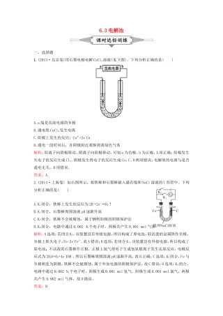 （湘教考苑）（新课标）高考化学一轮复习 6.3电解池课时作业 新人教版-新人教版高三全册化学试题