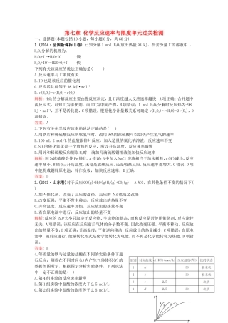 （湘教考苑）（新课标）高考化学一轮复习 第七章 化学反应速率与限度单元过关检测 新人教版-新人教版高三全册化学试题