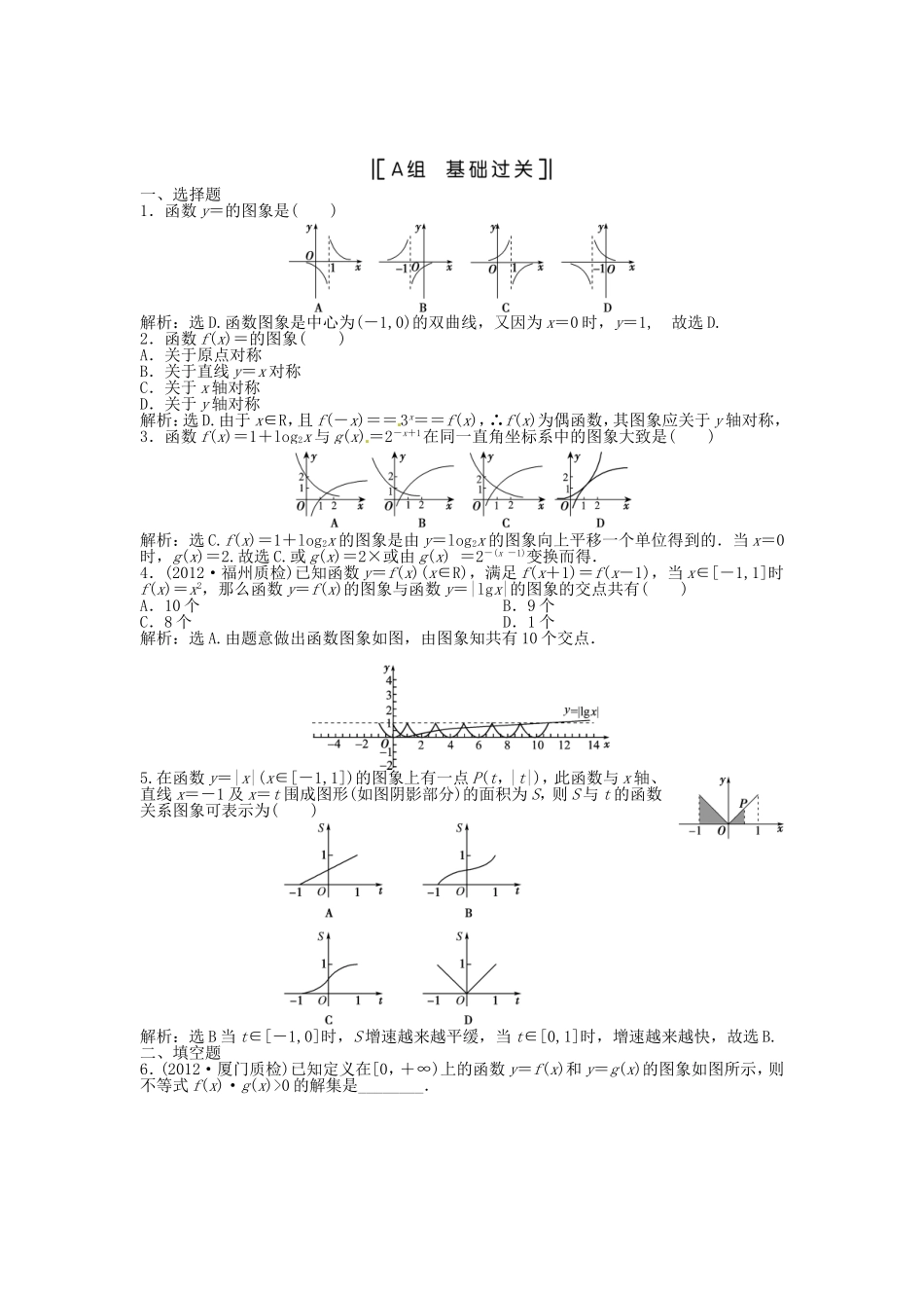（福建专用）高考数学总复习 第二章第8课时 函数的图象课时闯关（含解析）_第1页