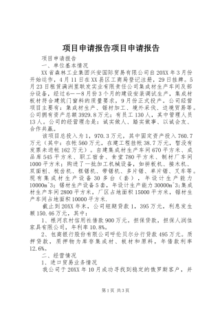 2024年项目申请报告项目申请报告