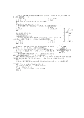 （福建专用）高考数学总复习 第六章第3课时 二元一次不等式(组)与简单的线性规划问题随堂检测（含解析）