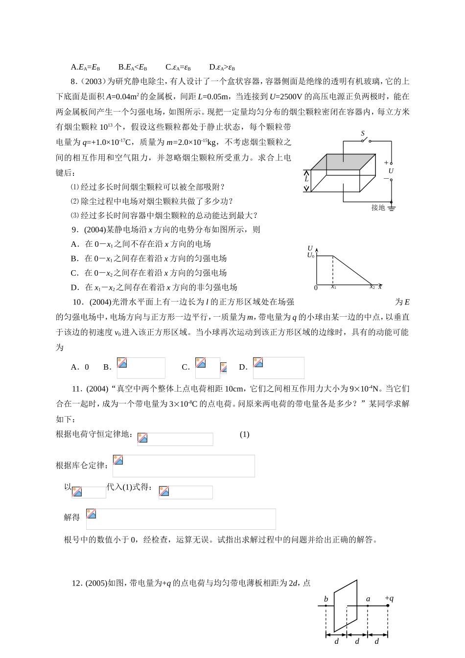 （精品）十年上海高三物理高考题分类汇编-第七单元电场全国通用_第2页
